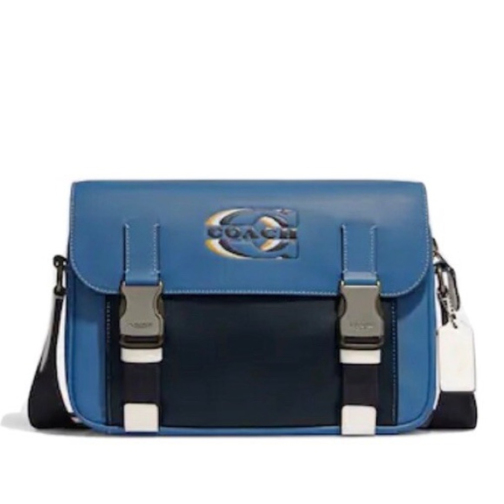 💙 Coach Color-block Signature Track Leather Crossbody